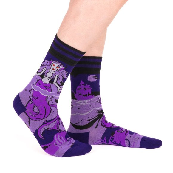 New Mermaid Siren Cryptid Cotton Blend Socks (Unisex Sizing) - Picture 1 of 6